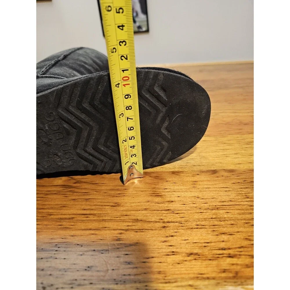 UGG Australia Boots Women's Classic Tall Boots Black Size 7 Leather Sheepskin - Picture 12 of 14